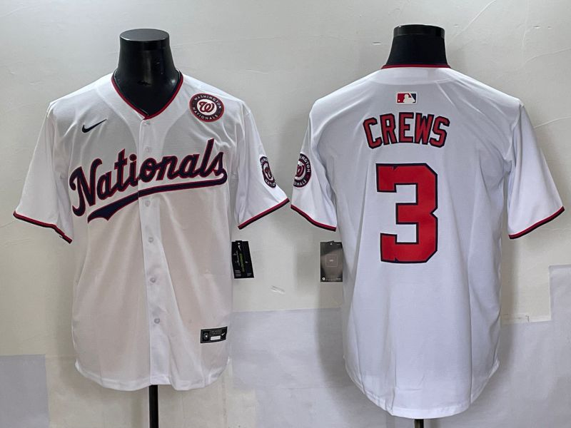 Men 2025 Washington Nationals 3 Crews White Game Nike MLB Jersey style 4